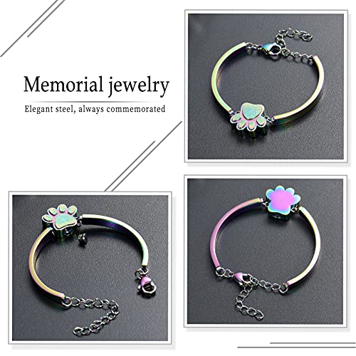 Pet Urns For Dogs/Cats - Pet Ashes Necklace - Paw Print Urn Necklace with Mini Keepsake Urn Memorial Ash Jewelry - color: Bracelet-C