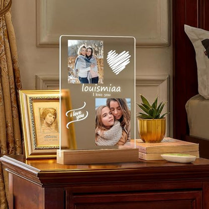 LOUISMIAA Custom Picture Frames Night Light,Personalized Photo Frame,Customized Picture Frame,Personalized Anniversary Birthday Valentine's Day Gifts for Women Men Same Day Shiping - color: Style 8