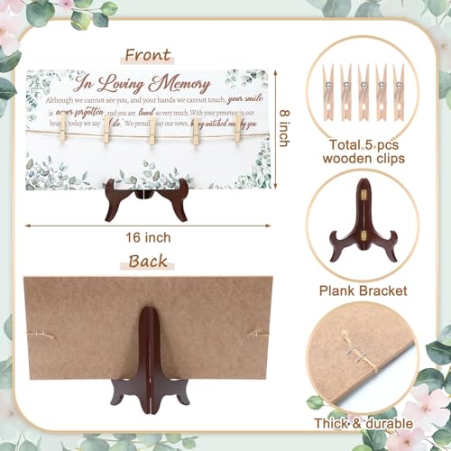 RattanView Wood Memorial Table Sign with 5 Clips Wedding, Eucalyptus 2 - style: Eucalyptus 2