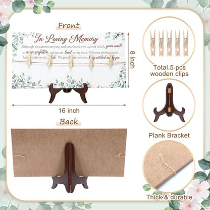 RattanView Wood Memorial Table Sign with 5 Clips Wedding, Eucalyptus 2 - style: Eucalyptus 2