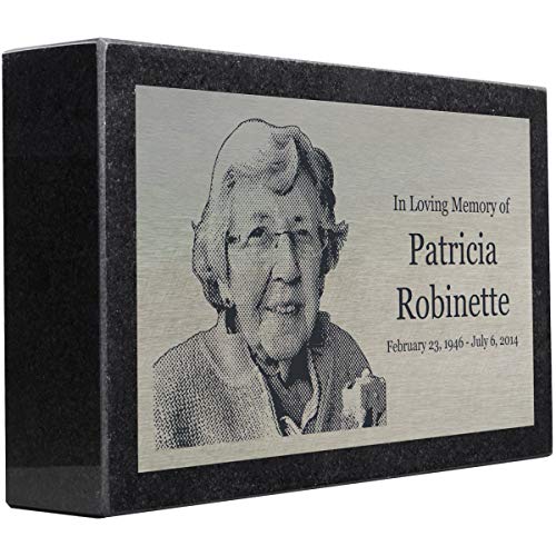 PlaqueMaker Stainless Steel and Granite Memorial Headstone - Markers for Lost Family Members, Infants, Loved Ones, Friends, Dogs, Cats, and Other Family Pets. (10 x 6 x 2) - size: 10 x 6 x 2"