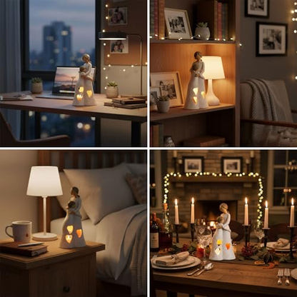 Best Mother Gifts from Daughter Unique Candle Holder Statue | with Flickering LED Light Sentimental Gifts for Mom Resin Mother Daughter Tealight Candle Holders Figurine (Frame for Free) - color: Gifts for Mom