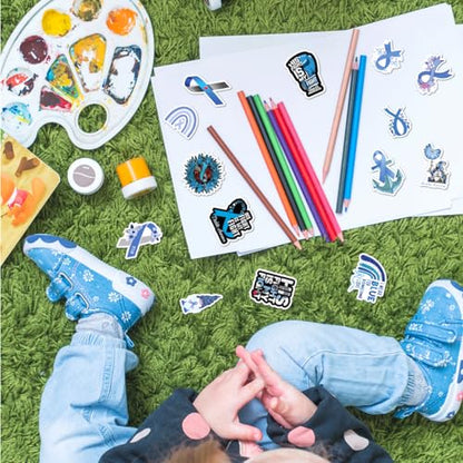 Blue Awareness Ribbon Hope Quotes Stickers Pack 50pcs Vinyl for Diabetes Patients Families Supporters Laptops Water Bottles Bumper Motorcycle Bike Bedroom Phone Case Hat - color: Diabetes Awareness 1