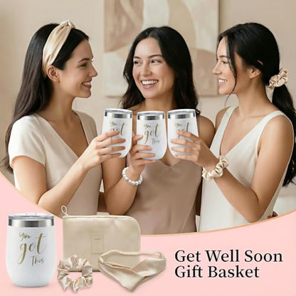 15 Pcs Get Well Soon Gifts Basket, Spa Set, Blanket, Socks, Self Care Package Sympathy Gifts for Women, Thinking of You Gift for Mom, Friends - color: Ivory White