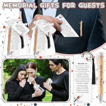 Sayglossy 200 Pcs Cardinal Funeral Gifts Celebration of Life Gifts Set Memorial Decorations for Sympathy Include 50 Ballpoint Pens 50 Bookmark 50 Poem Cards and 50 Organza Bags - style: Cardinal