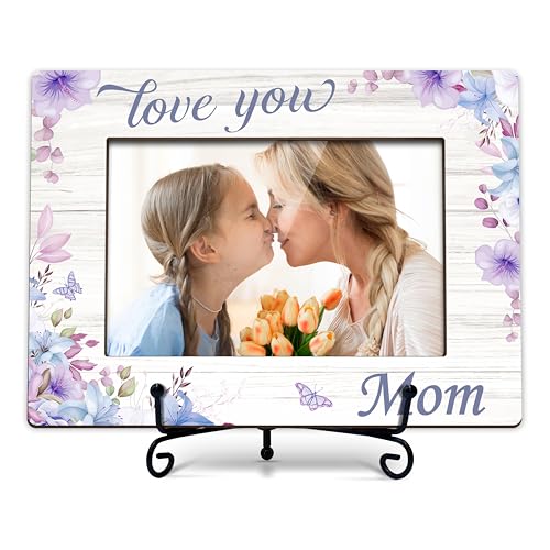 DETIHO Mom Picture Frame, 4"x6" Mothers Day Photo Gifts，Mom Wooden Picture - style: love you mom