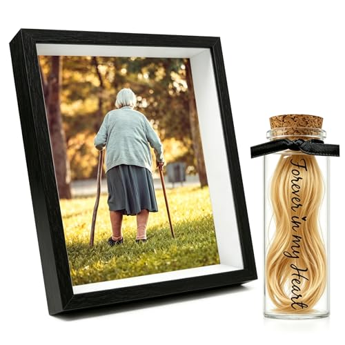 Personalization Memorial Photo Frame with Glass Keepsake Jar，Perfect for Preserving Loved One’s Hair & Memories，Sympathy Bereavement Gift - Holds 4x6 inch pictures (Black 4) - color: Black 4