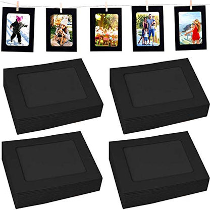 Perfect 4U 40PACK Paper Photo Frames Black Paper Photo Flim DIY Wall Picture Hanging Frame Album+Rope+Clips Set DIY Wall Décor 10x15 cm, Great for Family and Friends on Their Birthdays