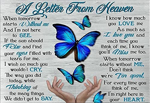 Licpact Metal Signs Plaques Wall Decor Hanging Art a Letter from Heaven Butterfly Posters Prints Art Sculpture Decorative for Home Bedroom 8 X 12 Inches