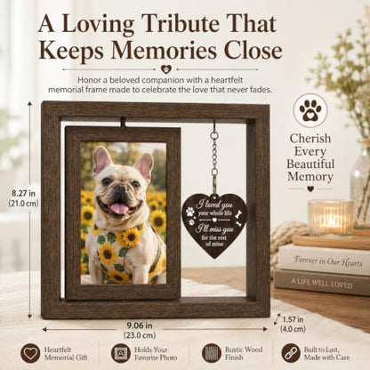 Dog Memorial Gifts for Loss of Dog - 360° Rotating Pet Memorial Picture Frame for 2 4x6 Photos - Pet Loss Sympathy Remembrance Gift for Dog and Cat Lovers