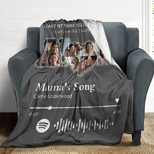 Personalized Blanket for Mom Gift on Mother's Day Birthday, Custom Throws with Picture Text Name, Photo Blankets, Made in USA - color: Design 1