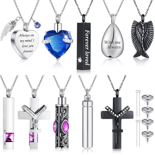 Jexine 10 Pcs Urn Necklace Cremation Jewelry for Men - color: Blue, Purple