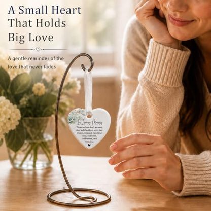 in Loving Memory Gift for Loss of Loved One, Sympathy Keepsake with Ceramic Heart and Comforting Message, Celebration of Life Tribute in Linen Box for Mom Dad Husband Wife Grandma Grandpa