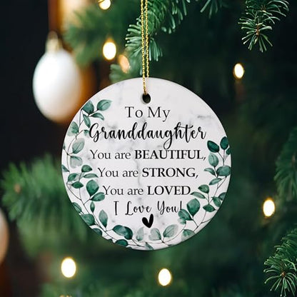 to My Granddaughter Christmas Ornament 2026 from Grandma and Grandpa, Double-Side Printed Christmas Ornament for Granddaughter Xmas Tree Keepsake - color: Granddaughter