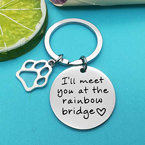 Xiahuyu Pet Memorial Keychain Gift I'll Meet You at The Rainbow Bridge Keychain Pet Loss Gifts Sympathy Gift for Dog Lovers Remembrance Gifts for Pet Owner