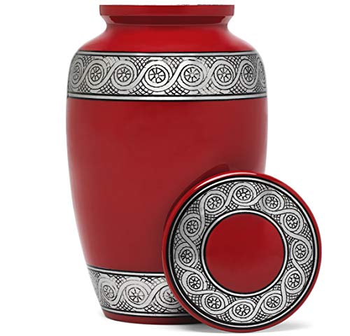 Eternal Harmony Cremation Urns for Human Ashes - Large Adult Size for Men & Women | Decorative Funeral Urns with Handcrafted Designs | Honor and Remember Your Loved Ones | Holds Up to 210 Cubic Inches - color: Red