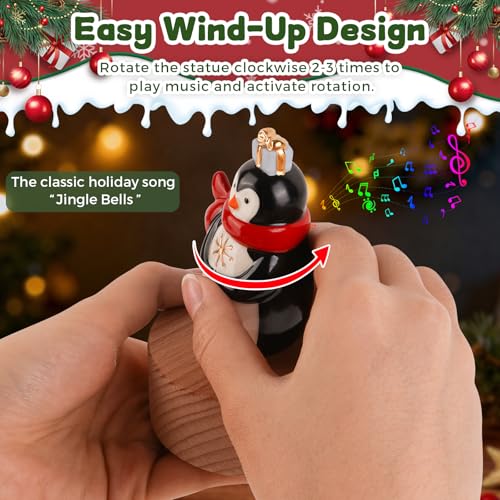 Music Box Figurine, Sculpted Hand-Painted Musical Figure Plays You are Jingle Bells Tune Christmas Anniversary, Birthday Gifts for Daughter Son Mom Dad Kids (Penguin) - color: Penguin