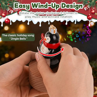 Music Box Figurine, Sculpted Hand-Painted Musical Figure Plays You are Jingle Bells Tune Christmas Anniversary, Birthday Gifts for Daughter Son Mom Dad Kids (Penguin) - color: Penguin