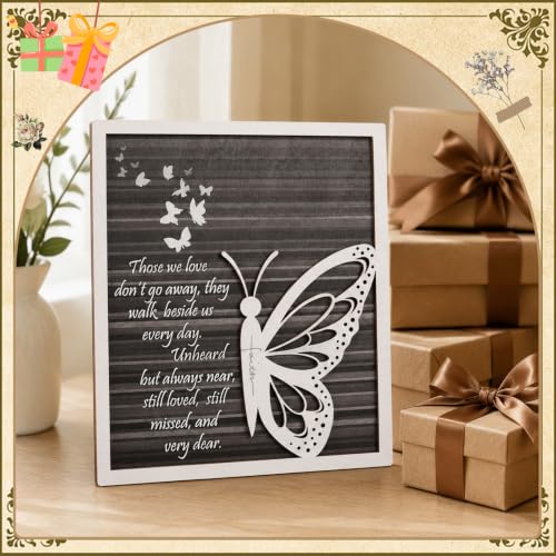 Butterfly Sympathy Gift – Memorial Plaque for Loss of Loved One – Bereavement Gift for Grieving Family, Woman Friends, Her – Remembrance Quote Wood Sign for Funeral, Memorial, Healing Decor - style: Those We Love