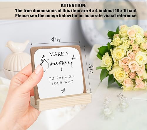 Make A Bouquet Bar Sign, Wedding Signs for Ceremony and Reception, Bridal Shower Centerpieces for Tables, Marriage Reception, Bridal Shower Party Favors, Wedding Sign with Wooden Base - color: bouquet bar2