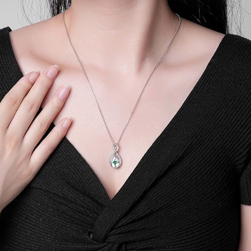 ZOEXUE Infinity Cross Cremation Jewelry - S925 Sterling Silver Cross Urn Necklace for Women - Birthstone Cross with Heart CZ Ashes Keepsake Pendant Memorial Urn Jewelry Gift for A Loss Loved Ones - color: Green