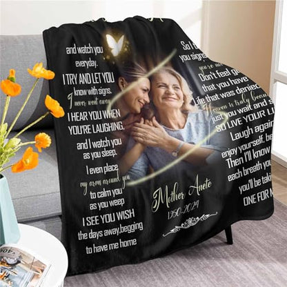 Custom Memorial Blanket with Photo - Sympathy Gift for Loss of Loved One - color: Style 14