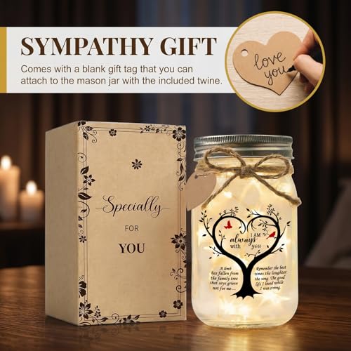 Jar Night Light, Glass Lamp, 5x3 Inch, Memorial Gift Memorial - color: I Am Always With You