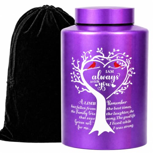 Large Purple Urns for Human Ashes Adult Female Man, Cardinal Bird Cremation Urns for Ashes Up to 220 lbs, Decorative Stainless Steel Funeral Burial Memorial Urn for Mom Dad Men Women - color: Purple