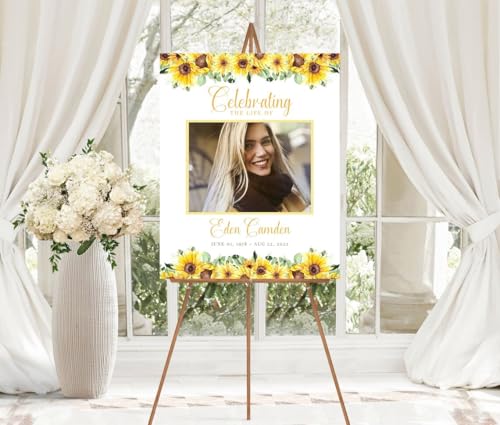 Sunflower Celebration of Life Funeral Sign - color: Version #18