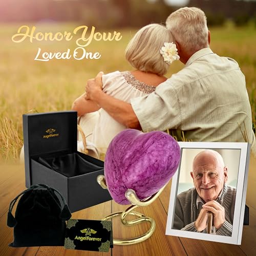 Heart Urn with Stand & Box Keepsake Urn for Human Ashes Mini Cremation Urn for Men & Women (Pink) - color: Pink
