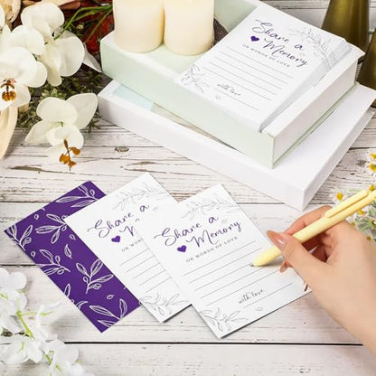 Pajean 50 Pcs Greenery Share a Memory Card, Celebration of Life Cards Box - color: Purple
