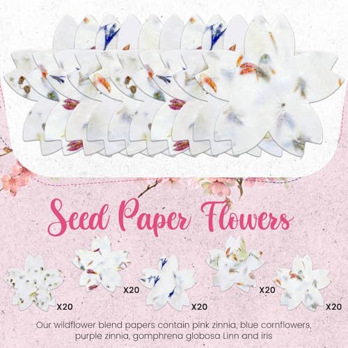 Dunzoom 100 Pcs Handmade Wildflower Seed Paper Tags,Flower Shape - style: Flower Shape