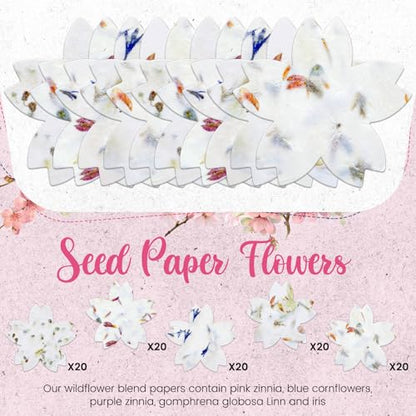Dunzoom 100 Pcs Handmade Wildflower Seed Paper Tags,Flower Shape - style: Flower Shape