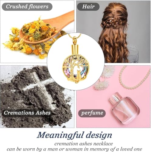 zeqingjw Cat Cremation Jewelry Urn Necklace for Ashes for Pet,Funeral Ashes Keepsake Urn Necklace Pendant Memorial Jewellery - color: Gold-Purple
