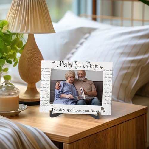 Memorial Photo Frame - Missing You Always - Wooden Tabletop Picture Frame With Stand, Sympathy Gifts For Loss Of Loved One, Bereavement Remembrance Gifts For Women -B39 - style: Missing You Always