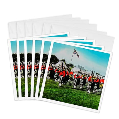 3dRose Greeting Cards - Vintage Scottish Pipers British Army Bagpipes Scotland 1910-6 Pack - Magic Lantern - size: 6 Greeting Cards with envelopes