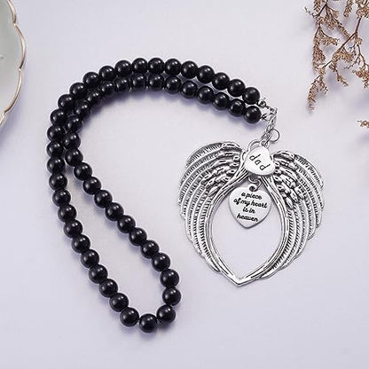 Angel Wings Memorial Hanging Charm - Remembrance Ornament for Rear View Mirror, Guardian Angel Gift for Loss of Dad, Sympathy Gift for Grieving Funeral - style: Dad