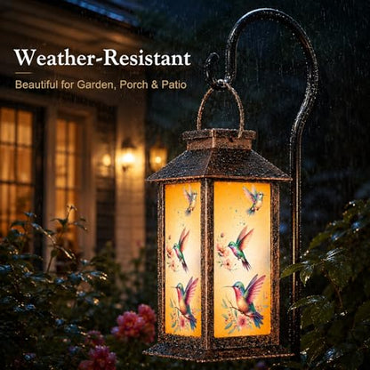 Solar Lanterns Outdoor Waterproof, Hanging Lights Garden Decor | LED Decorative,for Yard, Patio, Lawn, and Porch, Gifts for Women Mom, Grandma(Hummingbird) - style: Three Hummingbirds