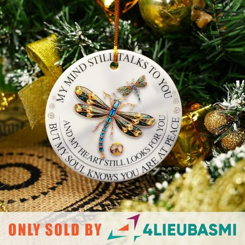 Only Sold by 4LIEUBASMI Dragonfly Memorial Ceramic Ornament Gift – Remembrance Bereavement Keepsake for Loss of Loved One