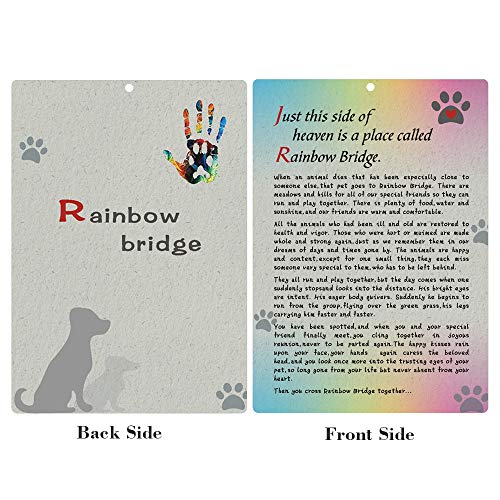 Pet Memorial Bracelet - Pet Loss Gifts in Loving Memory of Your Beloved Pup Dog Cat with Rainbow Bridge Poem Card Lava Bead Remembrance Bracelet (Black Lava Stone)