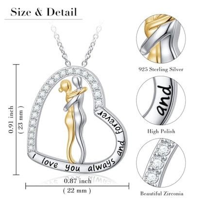 FLYOW S925 Sterling Silver Best Friend Couple Pendant Friendship Sun Moon Lotus Yin Yang Matching Bff Necklace for Women Jewelry - style: heart