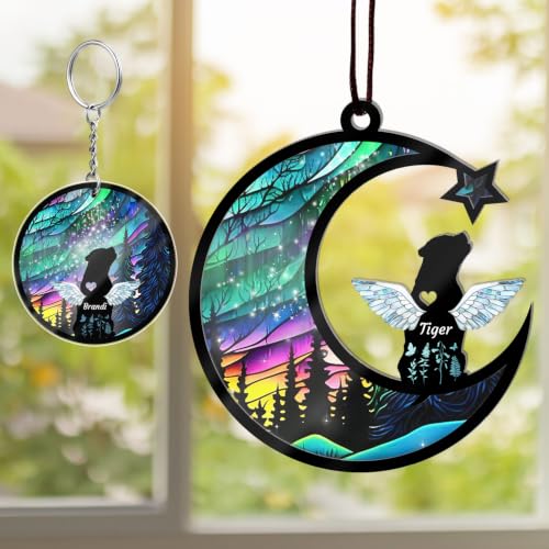 Personalized Dog Memorial Suncatcher, Pet Sympathy Gifts - Custom Dog Pass Away Gifts with Name Date - color: #5 Dog Suncatcher
