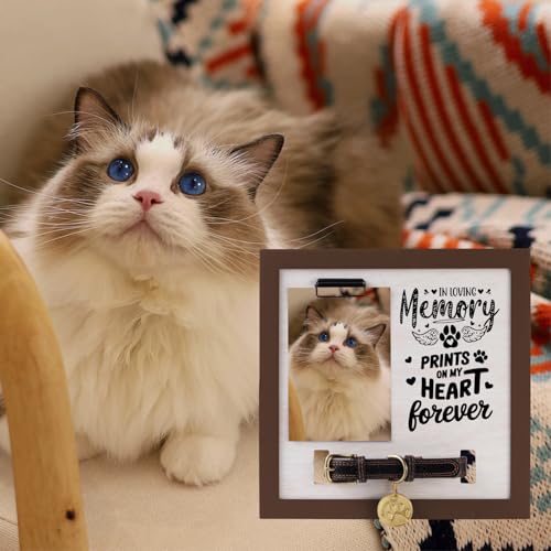 Pet Memorial Frame with Collar Holder, Personalized Dog & Cat Loss Keepsake | Honor your beloved pet with a personalized memorial frame featuring a collar holder, photo display, and lasting keepsake.