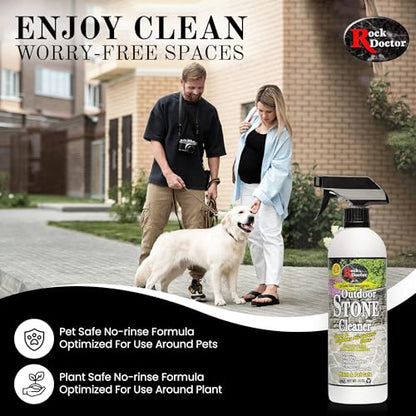 Rock Doctor Outdoor Stone Cleaner, Natural Cleaning Solution Removes Stains and Discoloration, Brightens Granite, Pavers, Fire Pits, and Concrete, Plant and Pet Safe, 24 oz Pack of 2