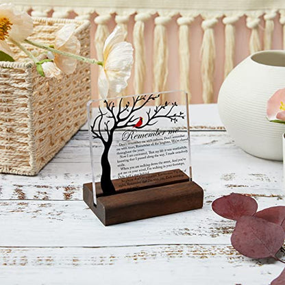 Cardinal Sympathy Gift, Sympathy Gifts, Memorial Gifts for Loss of Loved One Condolence Grief Bereavement Present in Memory of Mother Father Husband Wife - Clear Plaque Sign With Wooden Stand - color: Colour03