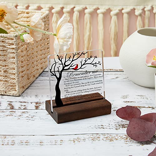 Cardinal Sympathy Gift, Sympathy Gifts, Memorial Gifts for Loss of Loved One Condolence Grief Bereavement Present in Memory of Mother Father Husband Wife - Clear Plaque Sign With Wooden Stand - color: Colour03