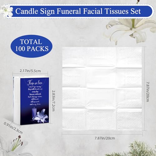 100 Packs Funeral Facial Tissues Memorial Keepsake Pocket Tissue Those We Love Don't Go Away Inspirational Poem Tissue 3 Ply Napkin Packs Funeral Favor for Guests Family Relative, 700 Sheets(Blue) - color: Blue