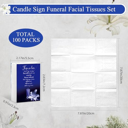 100 Packs Funeral Facial Tissues Memorial Keepsake Pocket Tissue Those We Love Don't Go Away Inspirational Poem Tissue 3 Ply Napkin Packs Funeral Favor for Guests Family Relative, 700 Sheets(Blue) - color: Blue
