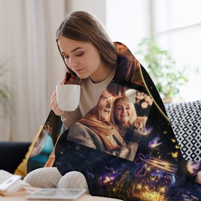Customized Memorial Blankets with Photos for Loss of Mother Dad Grandma Grandpa Made in USA - color: New Design 19