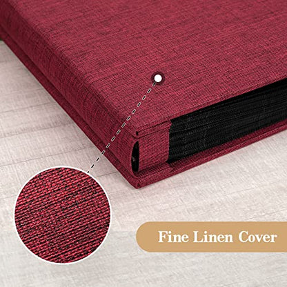 potricher Linen Photo Album for 4x6 Inch Photos, 300 Pockets, Red | Linen Cover, Small Capacity 4x6 Picture Albums with Horizontal Pockets, 4x6 Photo Book for Family, Wedding, Baby, Anniversary - color: Red